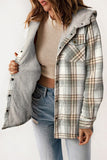 Cover me in Cozy : Grey Plaid Sherpa Lined Hooded Shacket