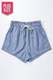 Rope Drawstring Linen Shorts - Blue Stone + - Fate & Co.