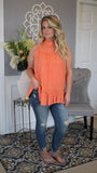 Turn it Up Lace Trim Sleeveless Tunic Top - Coral - Fate & Co.