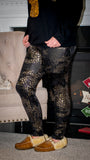 Own the Night: Gold and Black Leopard Faux Leather High Waist Leggings