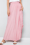 Sweet Whispers: Rose/Ivory Vertical Striped Maxi Skirt W/Pockets