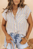 Tutti-Frutti Multicolor Stripe Short Sleeve Button up Shirt