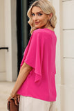 Belle of the Ball: Pink Flounce V-Neck Blouse w/Bell Sleeves