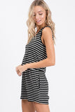 Fly Free Black and White Striped Pocket Romper - Fate & Co.
