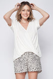 Brave Beauty: White Leopard Ruffle Waist Linen Shorts w/Pockets