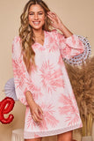 Pretty in Pink Printed Swiss Dot Woven Dress with Puffed Sleeve - Fate & Co.