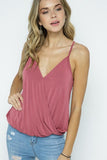 Solid Surplice Top Strap Sleeveless Top - Fate & Co.