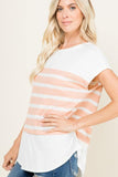 Blushed Beauty Pink and White Stripe Contrast Knit Tunic Top - Fate & Co.