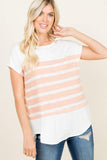 Blushed Beauty Pink and White Stripe Contrast Knit Tunic Top - Fate & Co.