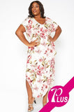 Save the Day Floral Maxi Dress w/ Double Slits + - Fate & Co.