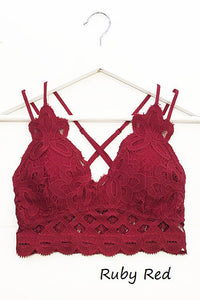 Lace Detail Bralette -Ruby Red