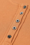 Changing Colors: Long Sleeve Henley Waffle Knit Top - Orange
