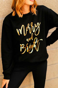 Merry & Bright Black/Gold Pullover Sweatshirt