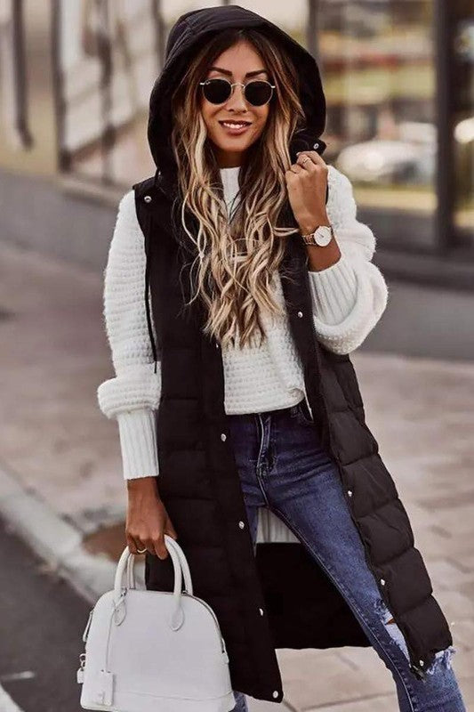 Take me Home - Black Quilted Bomber Jacket w/Faux Fur Lined Hood – Fate & Co .