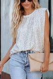 I'm so Fancy: Silver Sequin Sleeveless Top