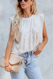 I'm so Fancy: Silver Sequin Sleeveless Top
