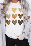 Hugs and Kisses Watercolor Nine Heart Graphic Tee: White
