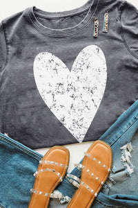 My Love: Heather Gray White Heart T-Shirt