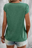 Get Going: Green Strappy V Neck Top w/Short Sleeve Overlap