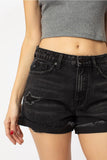 KanCan Jeans High Rise Cuffed Distressed Denim Shorts - Black - Fate & Co.