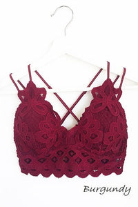 Lace Detail Bralette - Burgundy - Fate & Co.