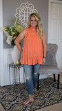 Turn it Up Lace Trim Sleeveless Tunic Top - Coral - Fate & Co.
