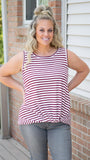 Walking on Sunshine Red and White Striped Twisted Hem Sleeveless Top - Fate & Co.