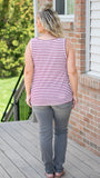 Walking on Sunshine Red and White Striped Twisted Hem Sleeveless Top - Fate & Co.