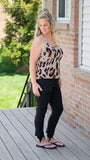 Be Scene Leopard Knit Tank Top - Fate & Co. This leopard print knit tank is one of a kind. It's the perfect stand alone statement top or can be layered beautifully under a blazer, cardigan or jacket! It features a relaxed fit, soft and lightweight stretch knit fabric, and a round hem with extended length. Pair it with your favorite black shorts or jeans and sandals for a classy yet fun summer look!  95% Polyester 5% Spandex  Color: Brown Leopard