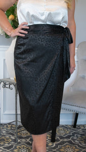 On the Prowl Sleek and Sophisticated Jacquard Leopard Wrap Skirt - Fate & Co.