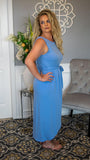 Best of Me Belted Sleeveless Tulip Dress - Spring Blue 6/18 - Fate & Co.