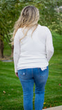 Cloud 9: Lightweight Waffle Knit Cowl Neck Drawstring Pullover- White