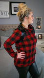 Back to Business Buffalo Plaid Hoodie w/Black Sequin Detail