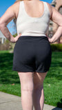 Summer Secrets : Black Casual Paper Bag Adjustable Waist Shorts