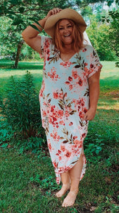 Save the Day Floral Maxi Dress w/ Double Slits +
