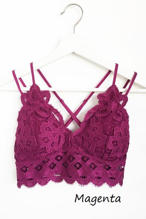 Lace Detail Bralette - Magenta - Fate & Co.