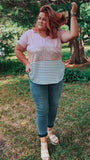 Champagne Toast Pink Sequin Color Block Top - Pink + - Fate & Co. Plus Size. Sparkle and shine in this super fun pink color block top! This curvy and confident top features mini pink sequins, stripes , a v-neckline and soft round hemline ! Pair this top with any color bottoms (white is our favorite) or a pair of our awesome faux leather leggings for a sassy yet sweet look!!  96% Poly 4% Spandex  Made is USA