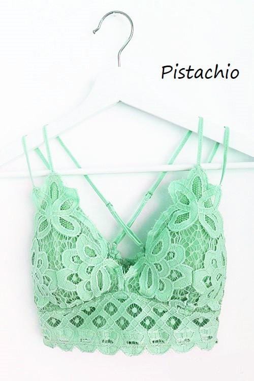 Lace Detail Bralette - Pistachio - Fate & Co.