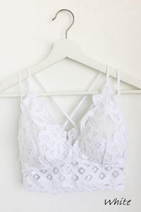 Lace Detail Bralette - White+ - Fate & Co.