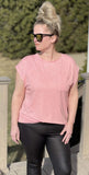 Cover Girl Luxury Short Sleeve Tee w/Pocket- Coral Pink