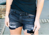 Rebel Rock: Distressed Frayed Denim Shorts - Black